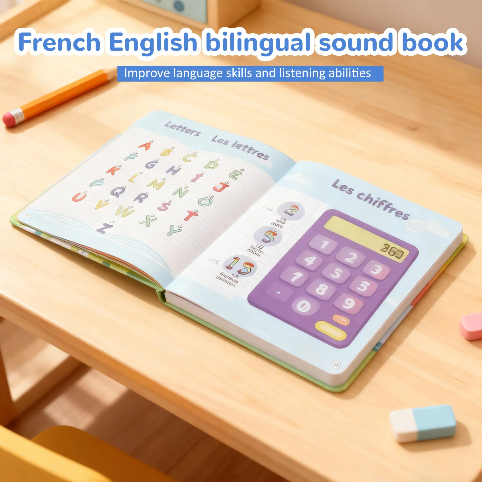 

Французско-английская двуязычная звуковая книга для раннего развития, интерактивная звуковая книга для детей 3-8 лет, обучающая звуковая книга