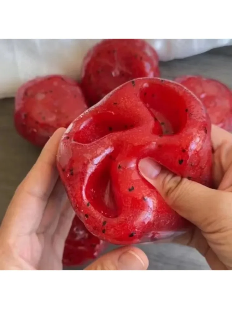 Handgemachtes Wassermelonen-Slushy-Squishy-Spielzeug, weiches, langsam rückfederndes Stressabbau-ADHS-Quetschspielzeug, realistisches Fruchtmodell, Geschenk für Erwachsene