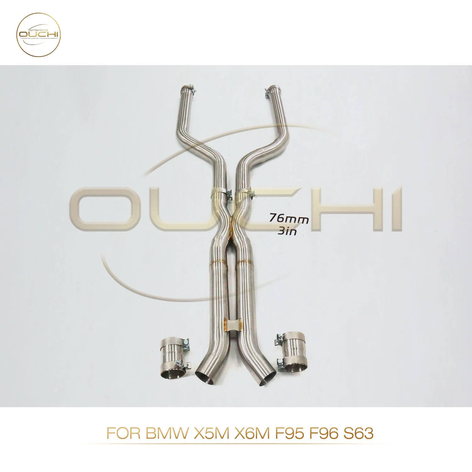

OUCHI Factory Direct Sales SS304 Middle Pipe for BMW X5M X6M F95 F96 S63 Exhaust Car Accessories X-Pipe Design 76mm