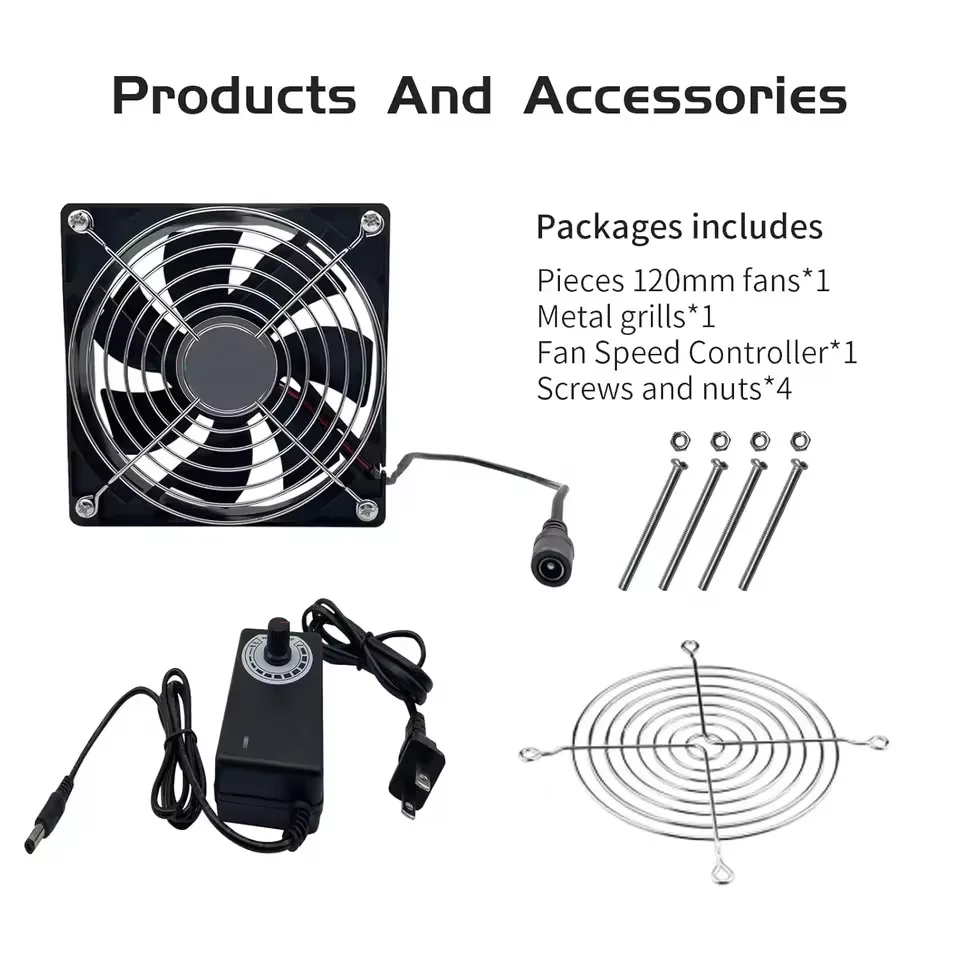 

120mm 3000RPM High Speed Cooling Fan with Controller 12V 220V for Bitcoin Mining Server PC Chassis Workstation Cabinet Radiator