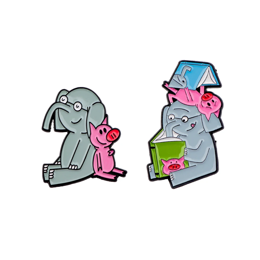 Cartoon Pink Piglet Elephant Enamel Pin Children' Brooches on Bags Iron Badges Lapel Pins for Backpack Jewelry Accessories