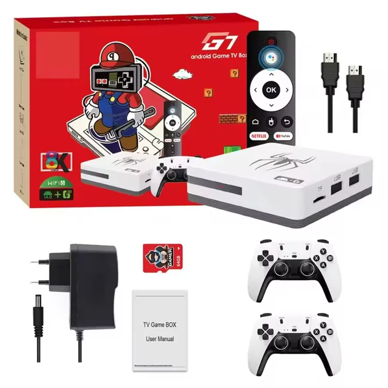 

Newest G7 4K HD Video Game Console 11000 Classic Retro S Dual Wireless PS2 Pad Android 12 Handheld TV BOX Gift
