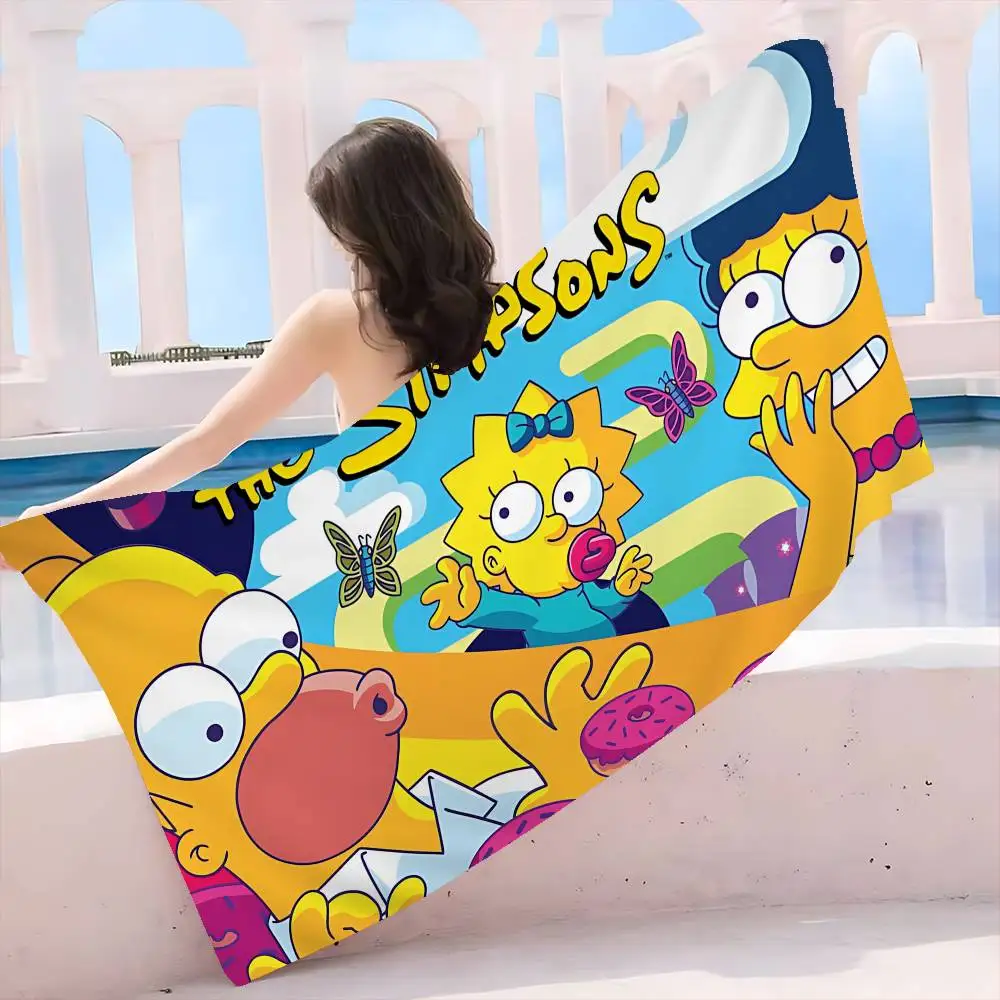 Animation T-The S-Simpsons Microfiber Printed Beach Towel Mountain Climbing Yoga Beach Swimming Running Absorbent Soft Towel