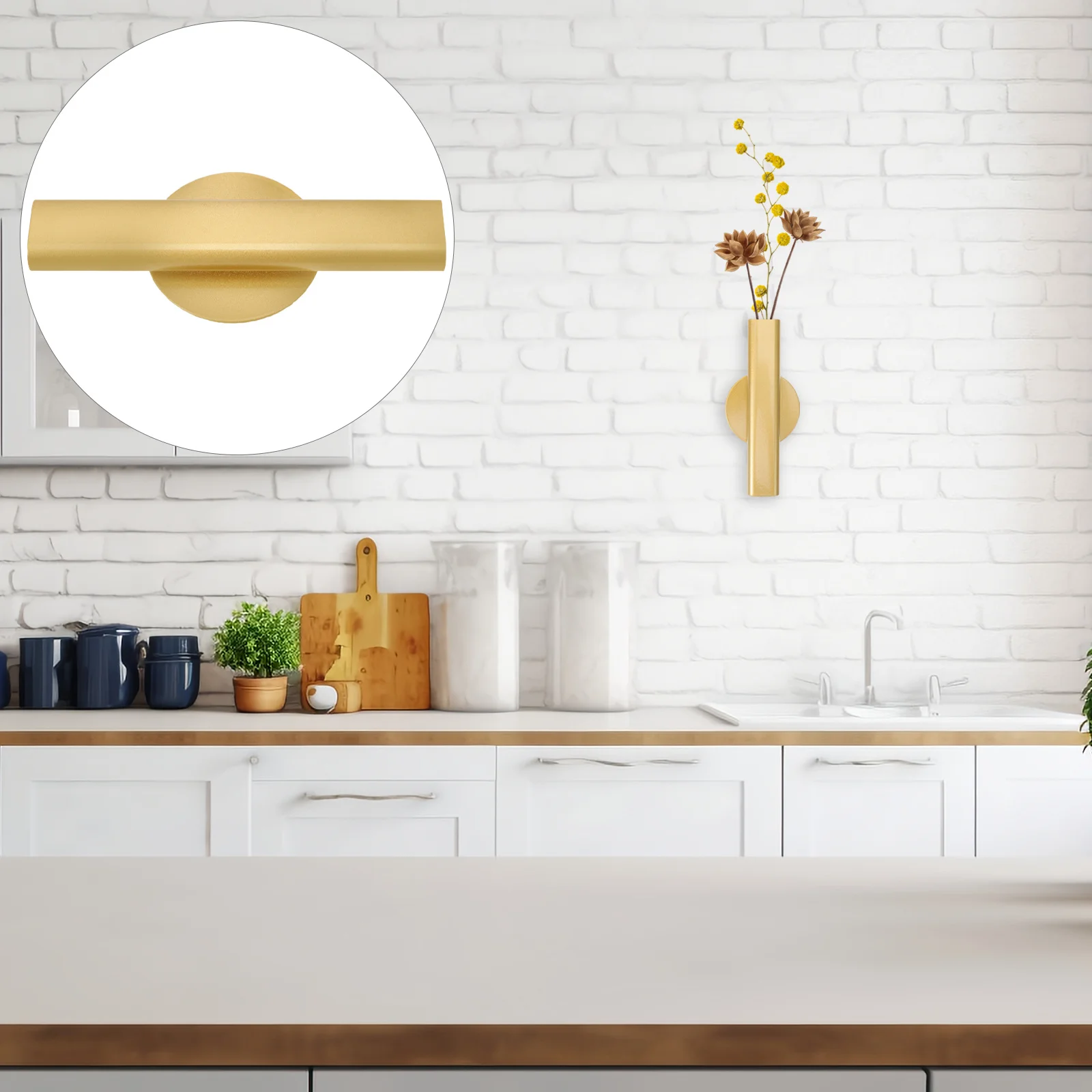 

Wall Mounted Metal Flower Vase Nordic Style Decorative Tube Flower Wall Decor Home Office Wedding Party Anniversary