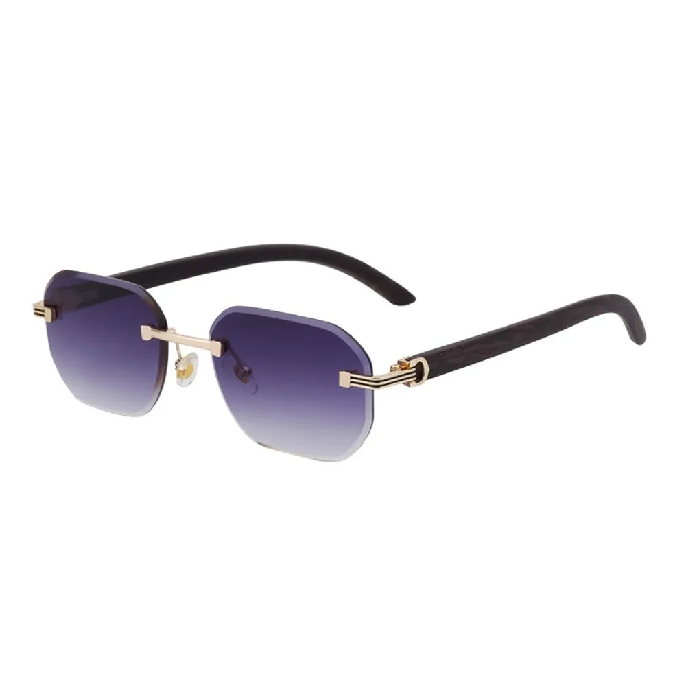 

Wood-grain Glasses Temple Edge Cutting Sun Glasses Multicolor Vision Care Frameless Sunglasses Fashion Vintage Men UV400 Eyewear
