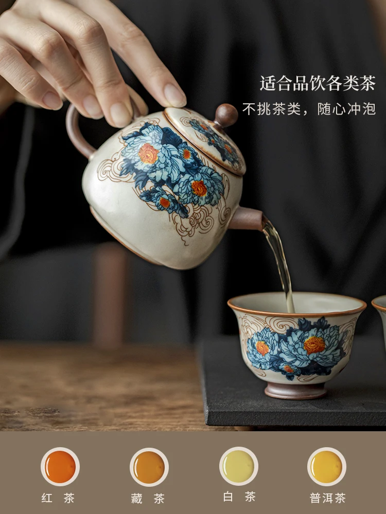 

Ru Ware Wanhua Ceramic Teapot High-End Entry Person Dedicated Bottle Gracked Glaze Supportable Tea Making Device