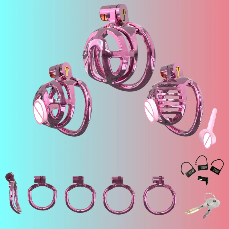 Male Dazzle Chastity Cage 4 Size Ring with Urethral Catheter Abstinence Bondage Penis Cages Cheat Proof BDSM Adult Play Sex Toys