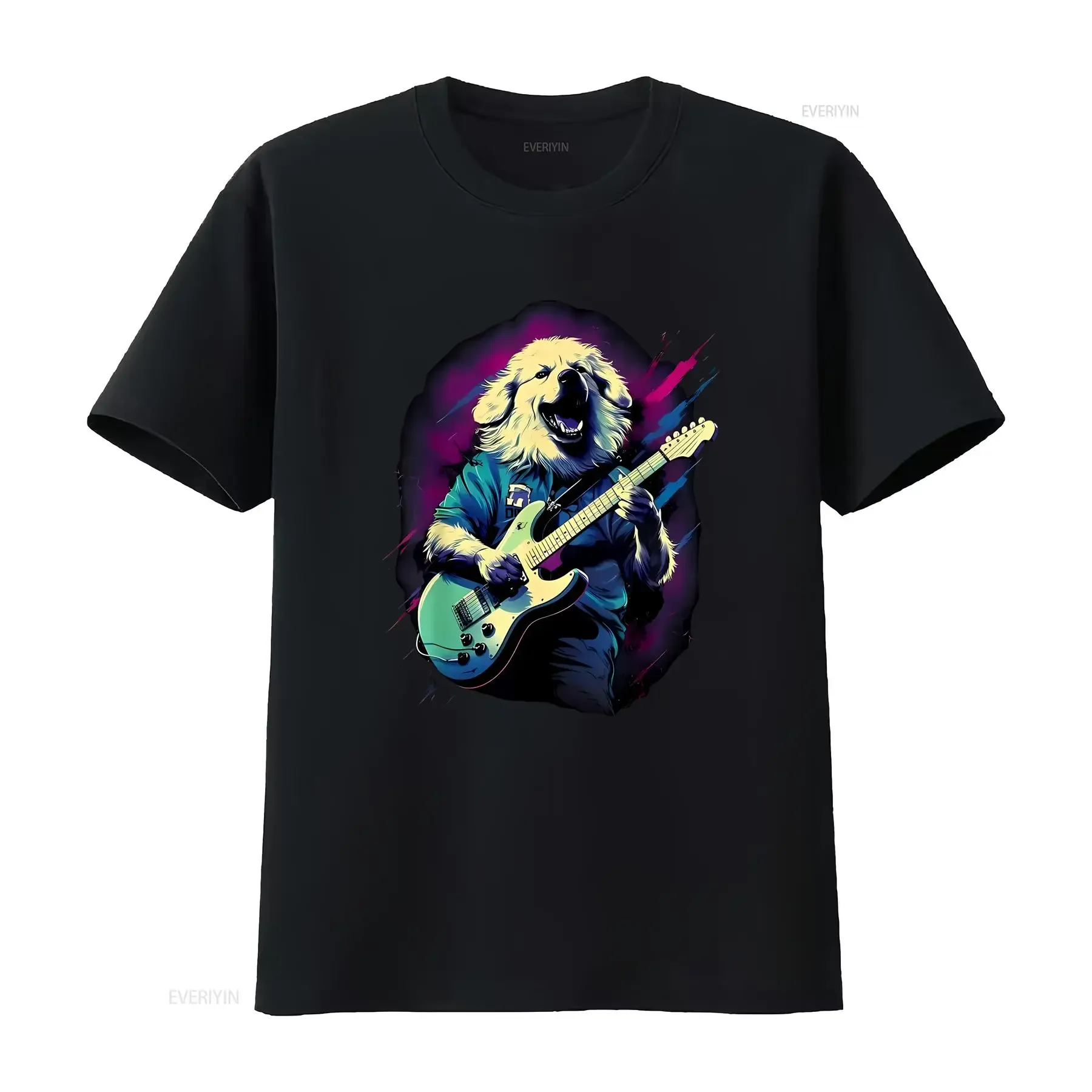 

Punk Rock Guitar Great Pyrenees Dog Guitarist T Shirt long or short sleeves vintage Washed homme Soft fashion Unisex Stretched