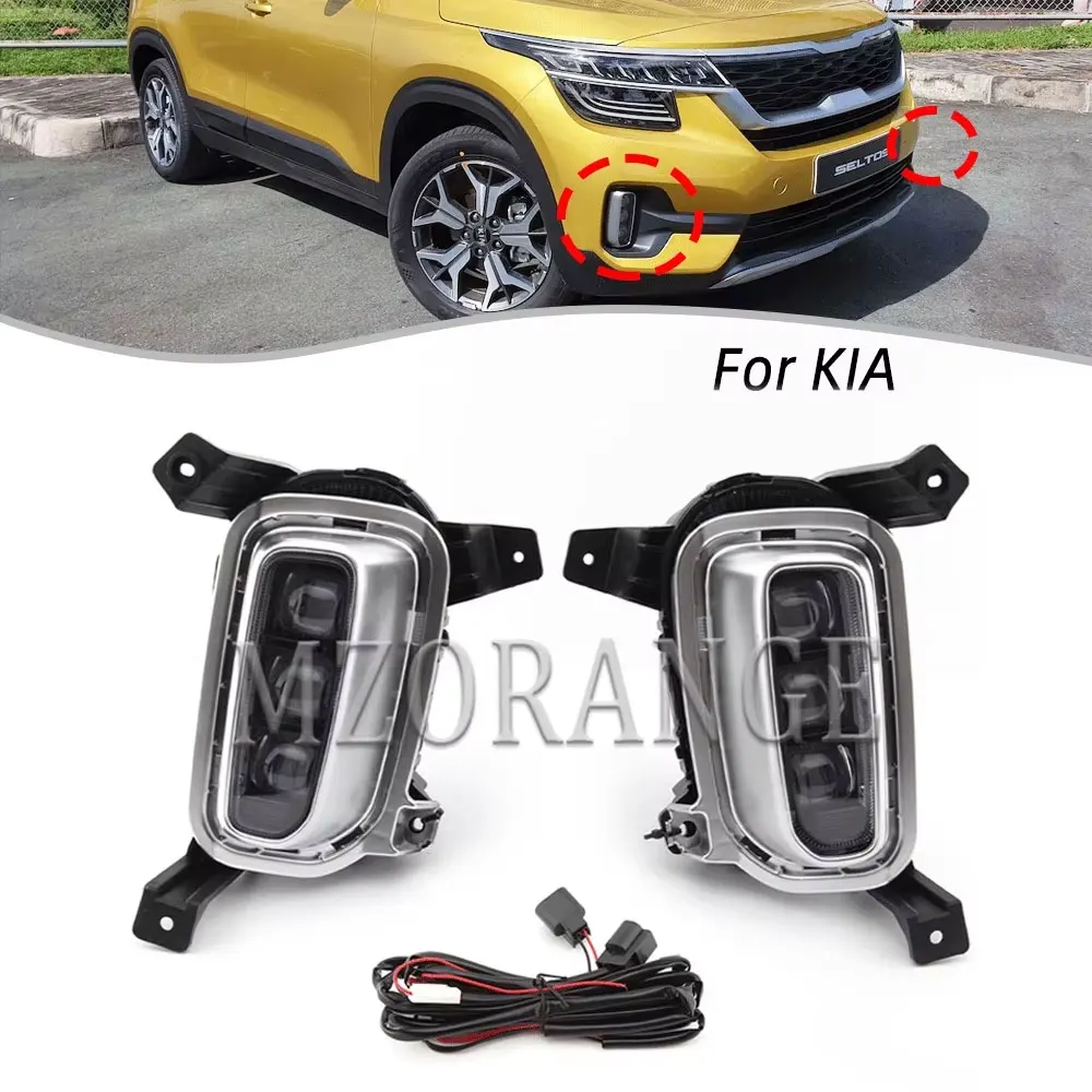 

Светодиодные фары DRL, противотуманные фары для KIA Seltos KX3 2020 2021, дневные ходовые огни, желтое реле указателя поворота, 12 В, автомобильные аксессуары