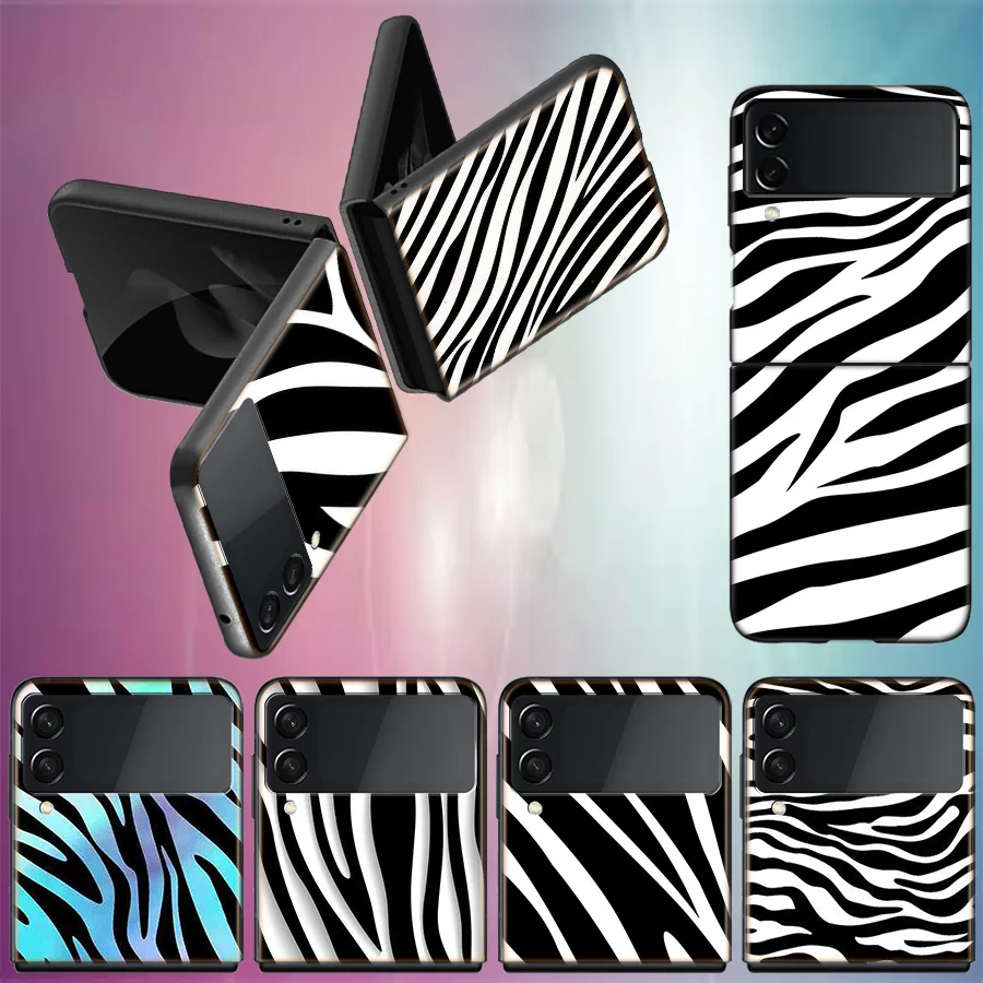 Impresión de cebra clip arte animal para Samsung Galaxy Z Flip 5 4 3 funda dura a prueba de golpes teléfono Z Flip 6 7 5G Z Flip 5 4 5G TPU P