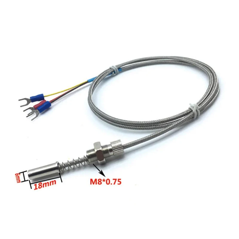 1PC PT100 Temperature Sensor M8*0.75/M10*1 Anti-interference Pure Copper 6*18mm Probe End Face Thermal Resistance -50~420°C