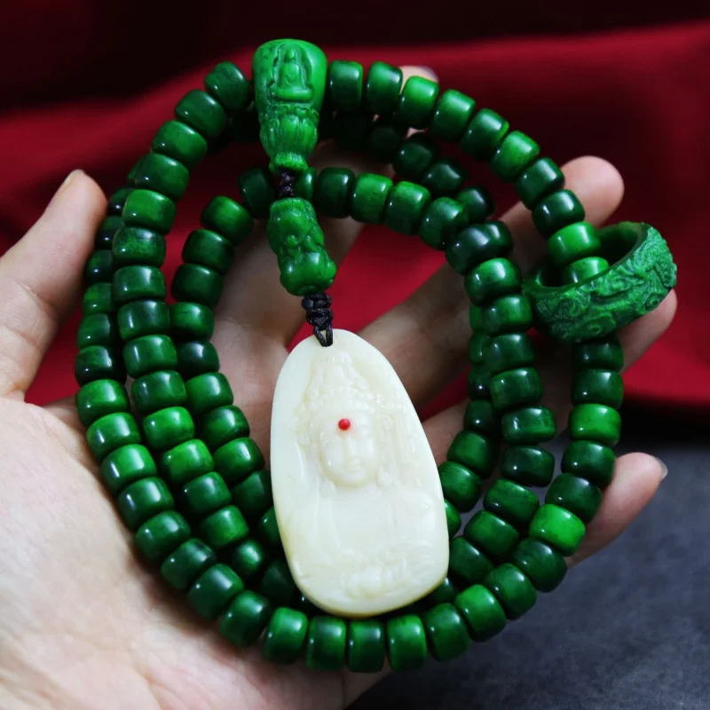 

Ancient Imitation Angle 8 * 3mm round Beads 108 Three-Way Pig Cage Circle Peace Buckle 80000 Fortune Carving Maitreya Buddha Bra