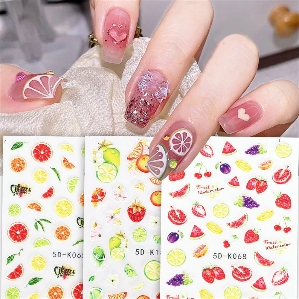 1/3/5PCS 5d Vibrant Artistic Decorative Decals Relief Refreshing Bestseller Nail Stickers Long-lasting Trendy