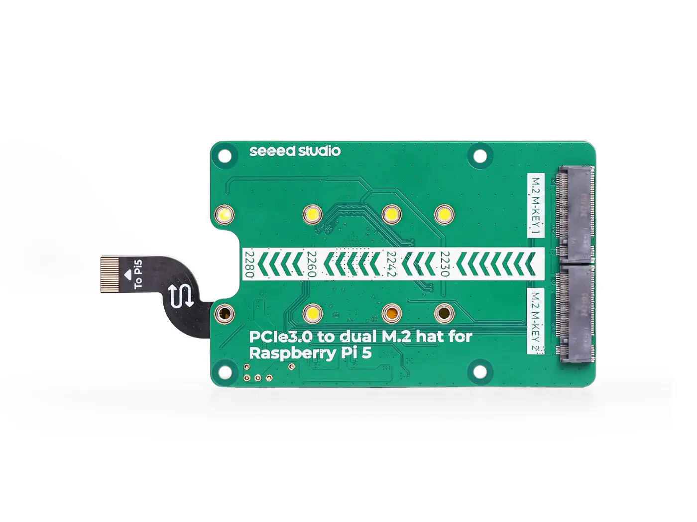 103110065 PCIe3.0 Switch to Dual M.2 Hat for Raspberry Pi 5 Support NVMe SSD Support Hailo8/8L Modules view 3