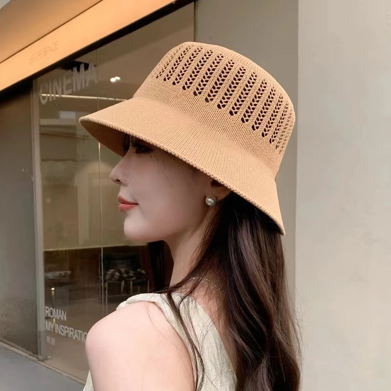 Hollow Breathable Sun Cap Women Summer Hat Fashion Beach Hats Bucket Hat Female Casual Hat Sunproof Woven Foldable Hat