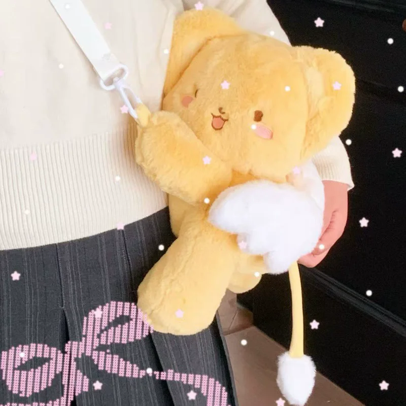 

Cosplay Cardcaptor Sakura Kero Plush Bag Prone Posture Shoulder Bag Detachable Strap Fluffy Itabag Zipper Backpack Messenger