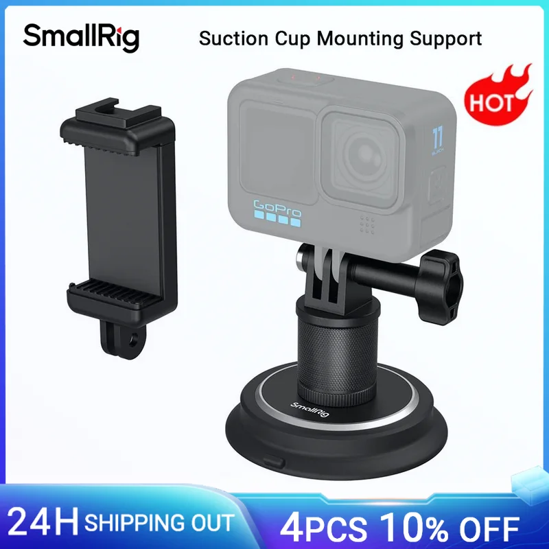 

SmallRig Suction Cup Mounting Support for Action Cameras Magnetic Mount for Gopro for Insta360 Phone, 360º Rotation for Car 4347