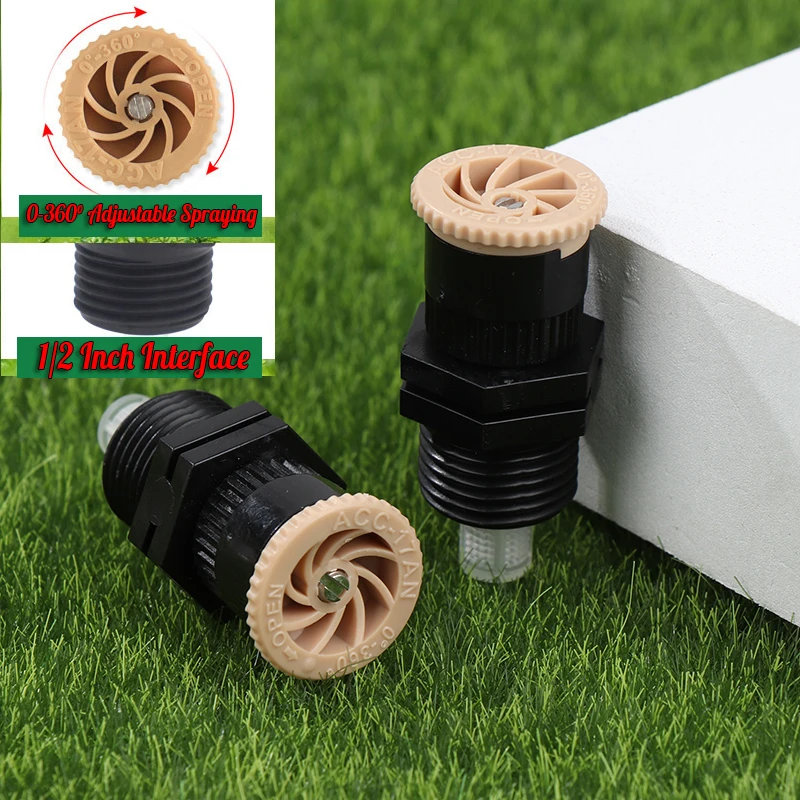 Water Sprinkler With 1/2 Inch Thread Plastic Support 0-360 Degrees Adjustable Farm Garden Lawn Watering Irrigation Nozzle