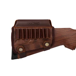 Tourbon Leather & PU Cheek Rest Riser Gun Buttstock with Rifle Cartridges 243 WIN 270 WIN 308 WIN Holders Hunting Accessories