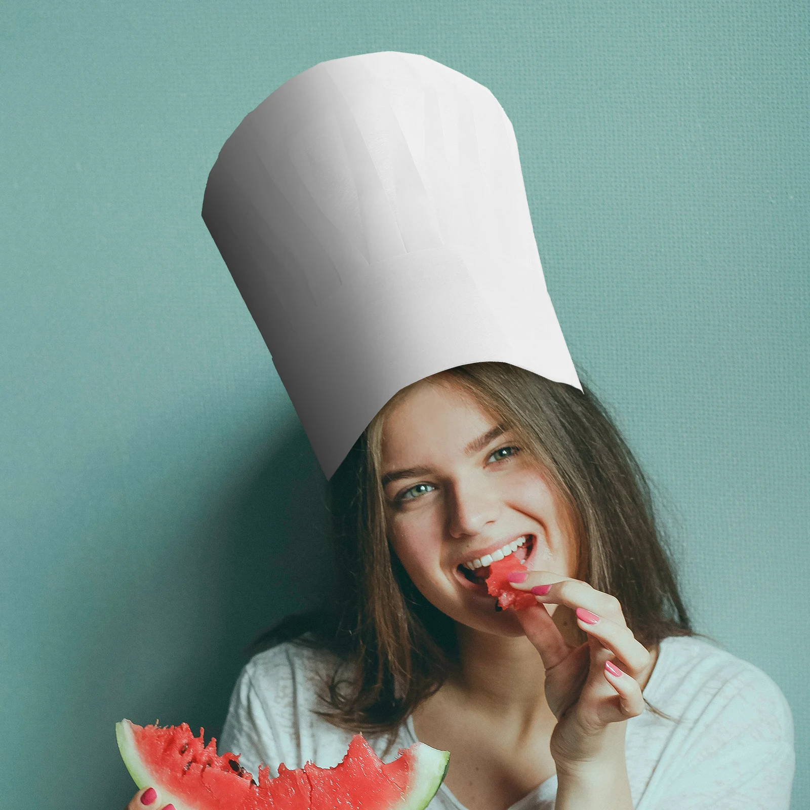 

20pcs Non Woven Chef Hat Tall White Baking Hats Disposable Kitchen Cap Bouffant Catering Hair Net Cook Beret Uniform