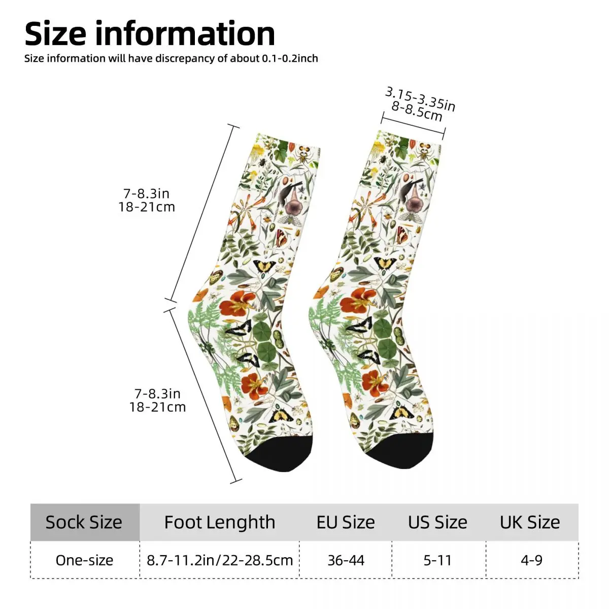 Insects Harajuku Socks Biology 101 Funny Stockings Men\'s Comfortable Outdoor Socks Spring Pattern Anti Bacterial Socks