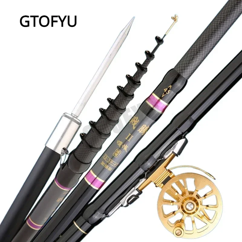 3.6M-9.0M Adjustable Positioning Fishing Rod Telescopic Portable Carbon Fishing Spinning Ultra Light Hard Rock Rod Stream Rod