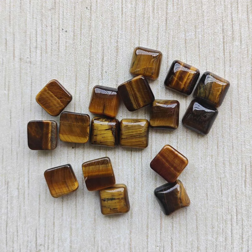 Wholesale 50pcs/lot 2018 new fashion assorted natural stone mixed square-shape CABOCHON  beads 10mm for jewelry making free