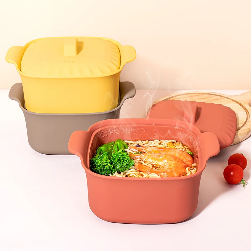 

Экологичная силиконовая пароварка для овощей с мерными разметками, объемом 800 мл, с силиконовой крышкой, пригодная для использования в микроволновой печи