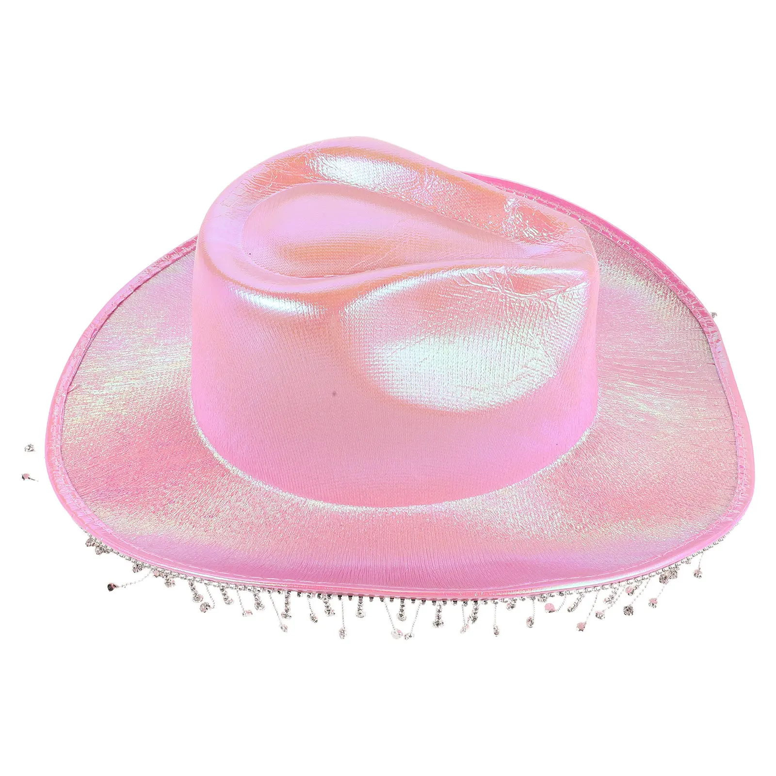 

Pink Pearl Cowboy Hat Rhinestone Tassel Sparkly Cowgirl Hat Western Cowboy Cap Disco Party Costume Festival Birthday Decor