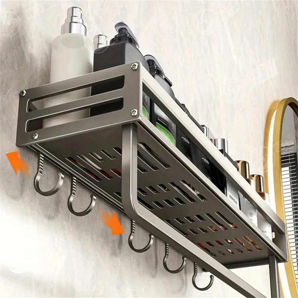 1 Piece Wall Bathroom Item Storage Rack Towel Rod Item Storage Hook Multifunctional Storage Rack By The Washbasin