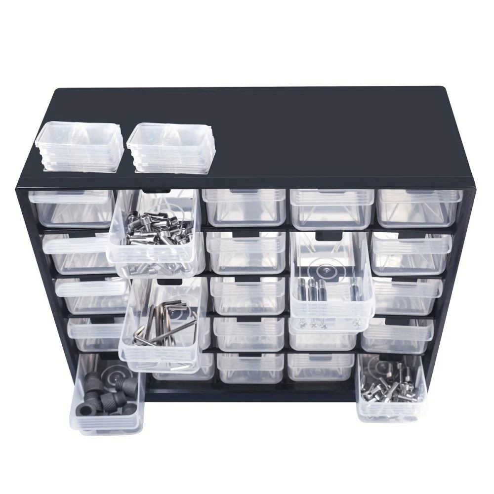 1set 25-Drawer Plastic Parts Storage Box, Hardware And Craft Cabinet Component Tool Box, Building Blocks Screw Storage Box