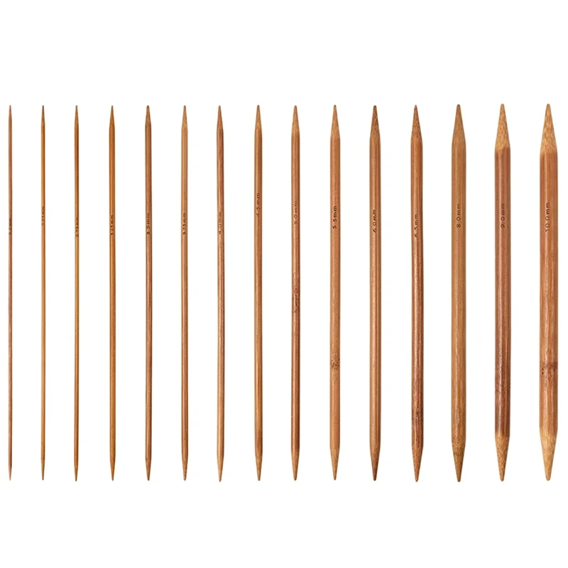 Ensemble d'aiguilles à tricoter en bambou, 75 pièces, 20cm, fil à tricoter carbonisé à Double pointe, tissage artisanal (2.0mm-10mm)