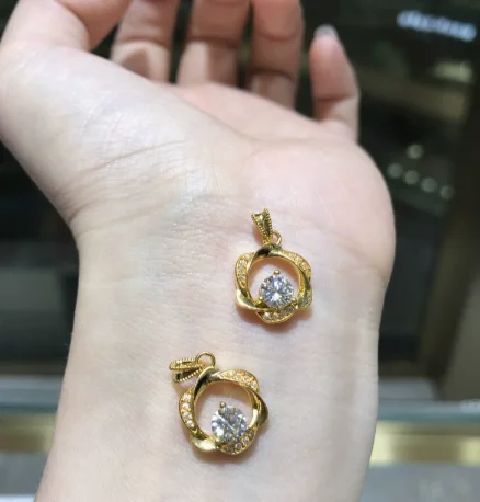 18k gold sunflower pendant for women au750 jewely pendants white moissanite pendant