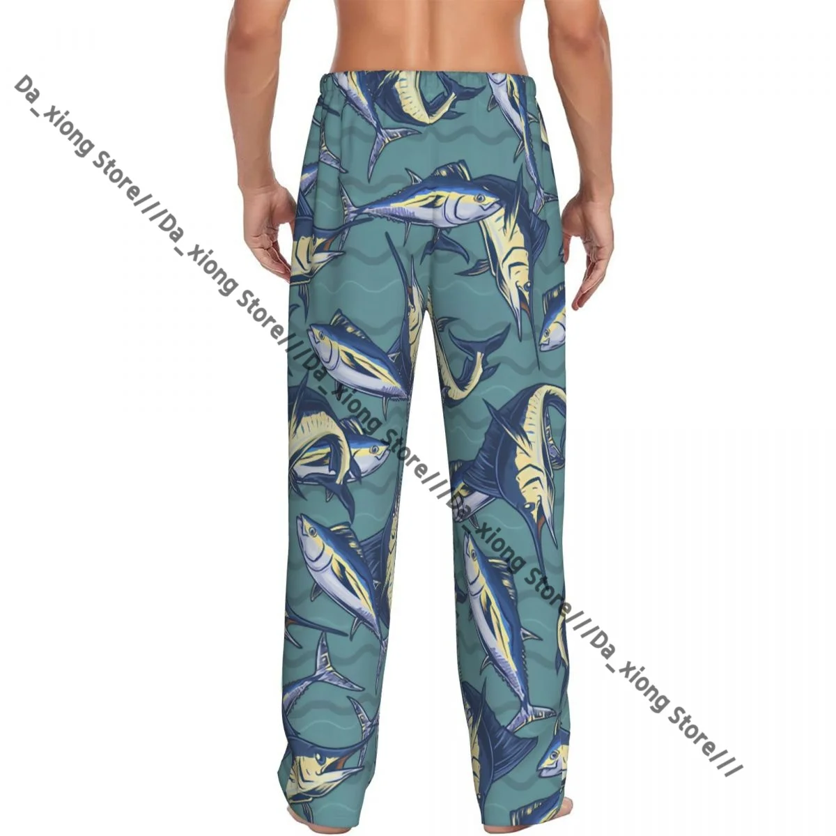 Marine Fish Pattern Mens Pajamas Pyjamas Pants Lounge Pants Sleep Bottoms
