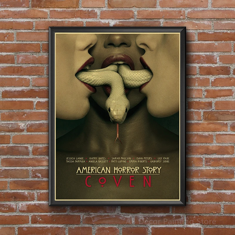 TV Show AHS Posters Retro Kraft Paper Prints American Horror Story Vintage Home Room Aesthetic Art Wall Decor Painting Pictures