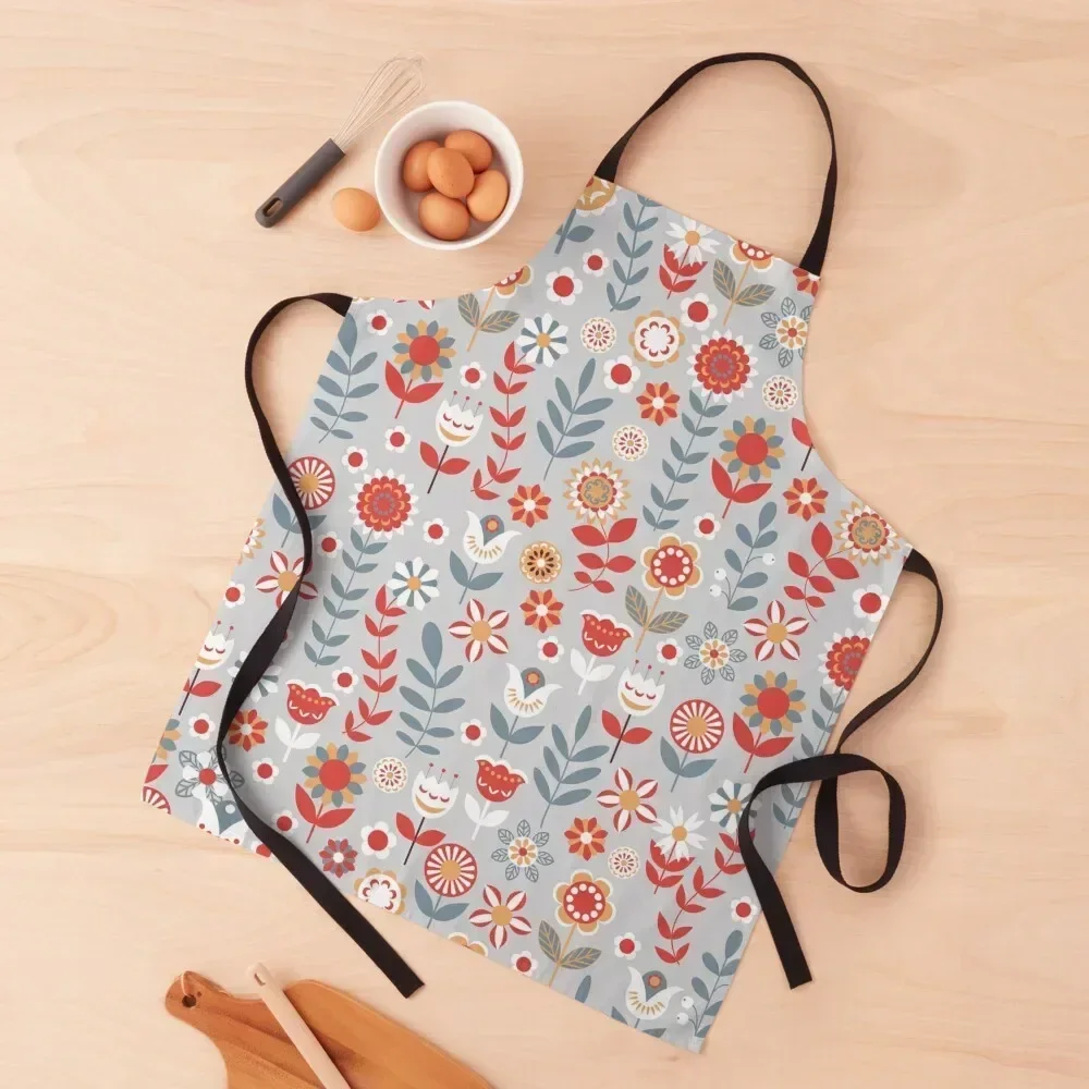 

Seamless pattern with flowers. The Scandinavian style. Apron japanese style Trim Cloth kitchen utensil Women's Dresses Apron