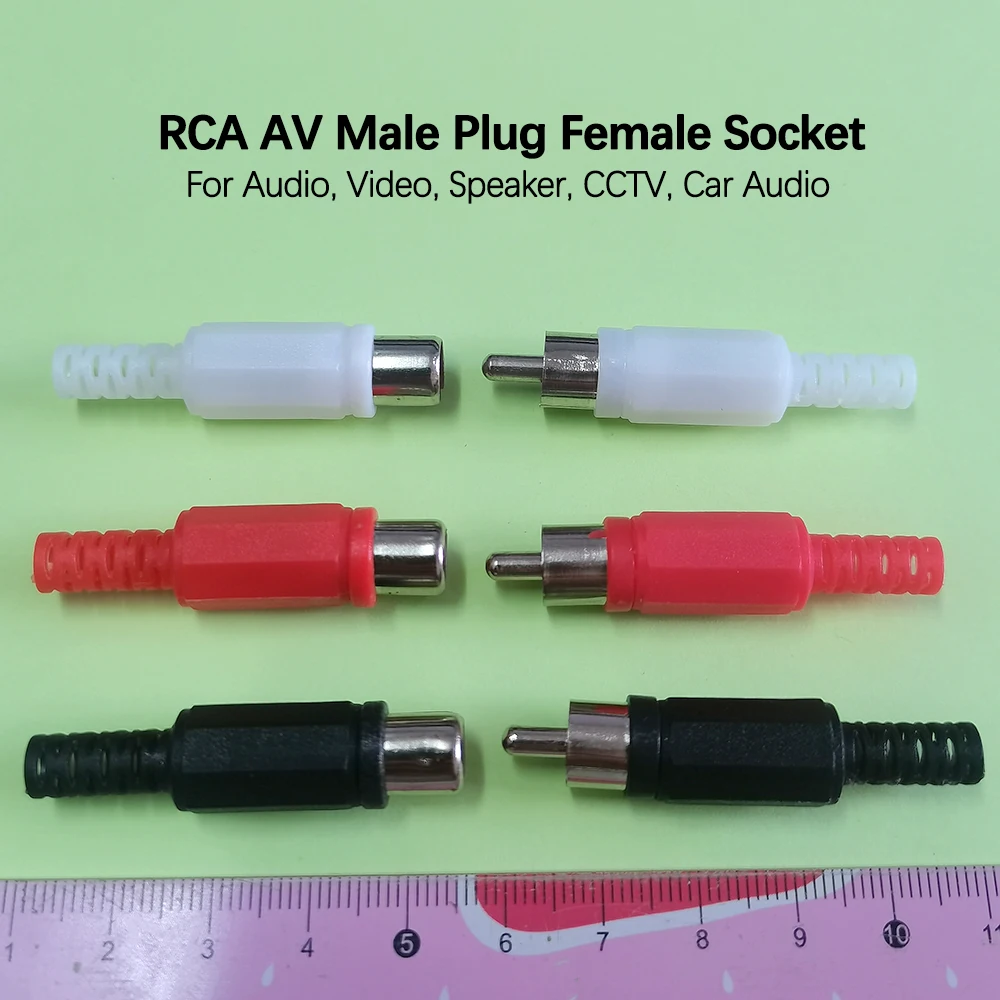 5-10Pcs RCA AV Male Plug Female Socket Lotus Plug Connector with Plastic Shell Welding Adapter for Audio Video Speaker RCA Plug