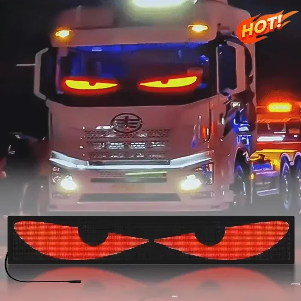 Truck Car Devil Eye LED Pixel Panel Light Remote Control Soft Foldable Lighting Scrolling For Board Windshield 12V 24V