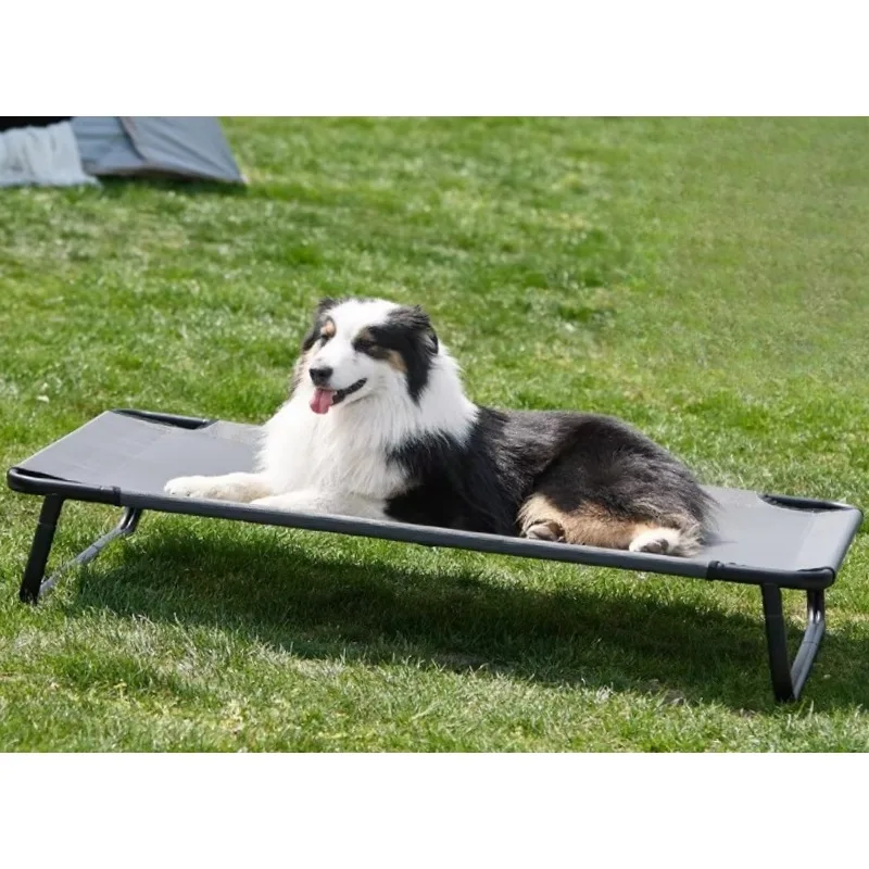 

Outdoor Pet Cot, Gray Mesh with Skid & Chew Resistant, Portable Pet Bed