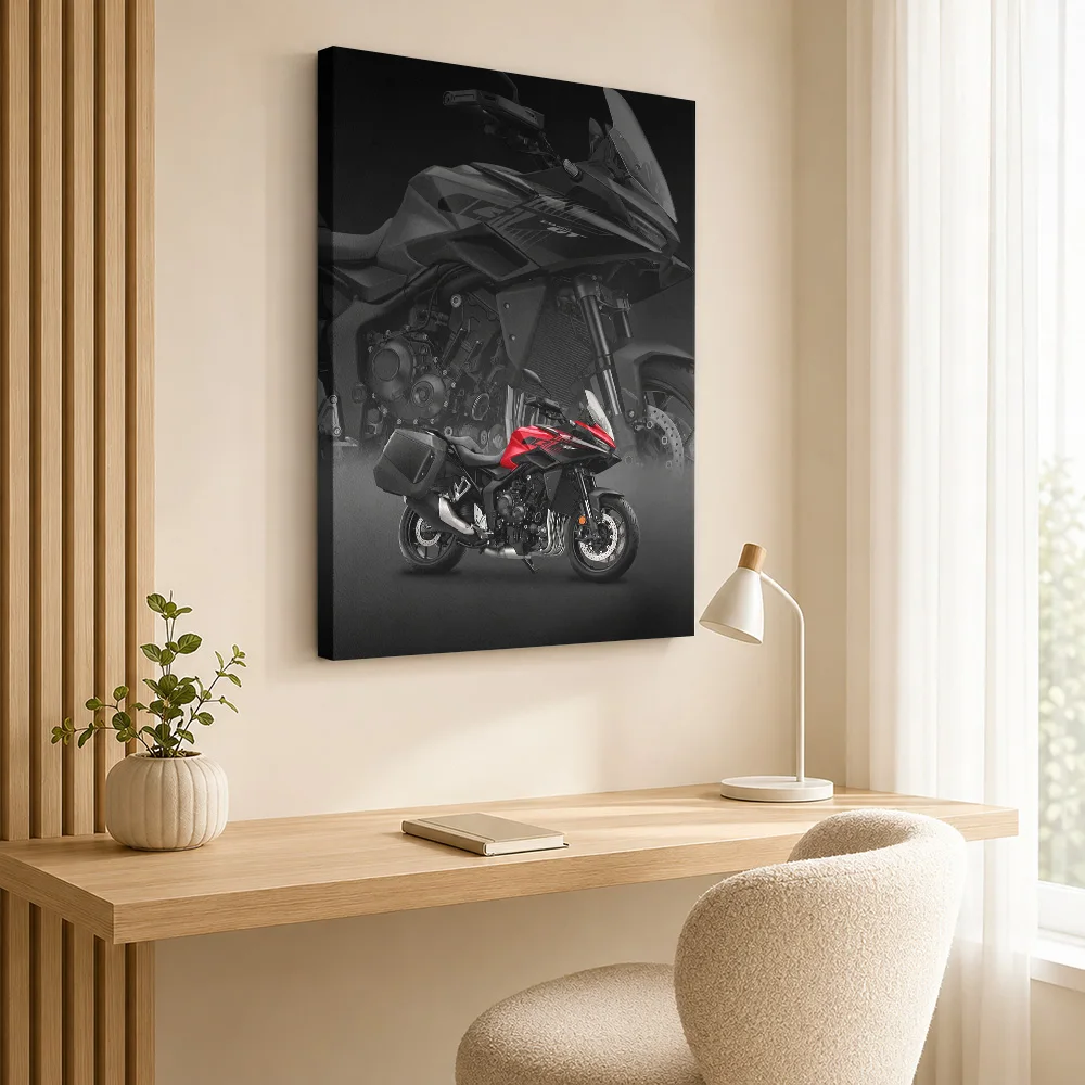 Japanese CB1000GT Motorcycle Canvas Print Customized Photo Layered Panels With Enlarged Details Wall Art For Workshop Office