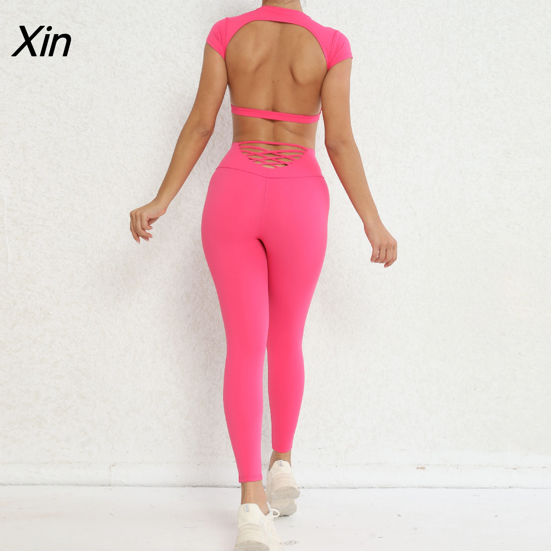 Gym Set Women Padding Sport Crop Top Leggings Set Push Up Workout Sets Womens Lycra Sportswear Woman Outfit Sportwear Navy Red