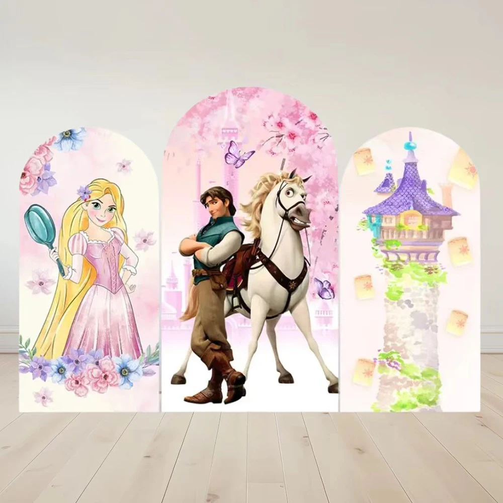 

Hasbro Tangled Arch Rapunzel Cover Photo Backdrop Background Photography Baby Shower Birthday Party Supplies Props Decoration