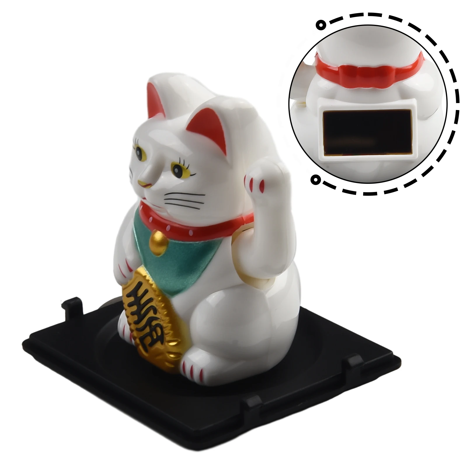 Car Dashboard Decor Lucky Cat Ornament Replacement Solar Sweet Vehicle Automatic Waving 1pcs Accessories Cartoon Doll