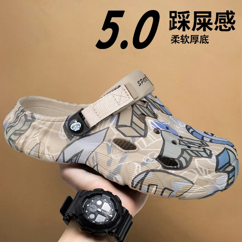 

Модель без шнуровки 2025, летняя верхняя одежда, нескользящие шлепанцы на мягкой подошве, босоножки на переднем каблуке