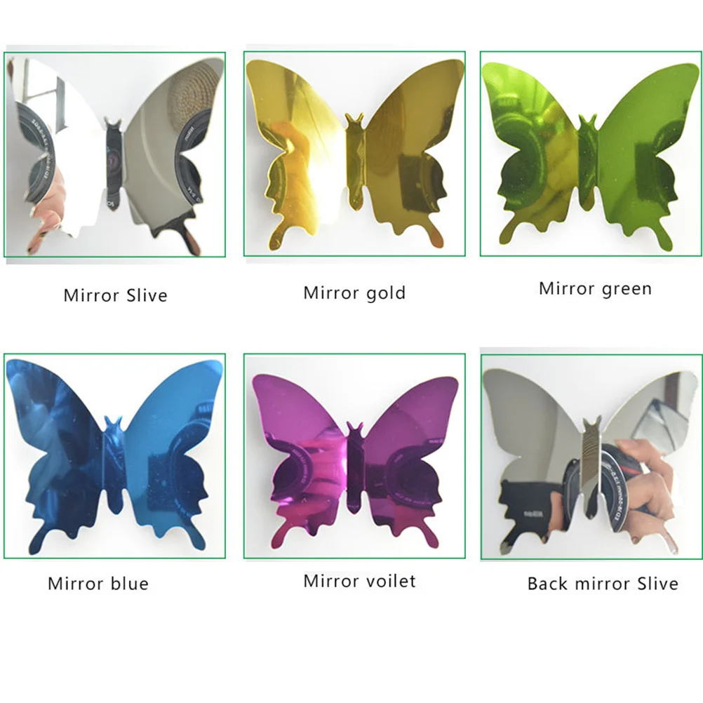 

12pcs Pvc Butterflies 3D Mirror Wall Stickers Waterproof Anti-Dust Decals For Home Office Party Decoration Art Murals