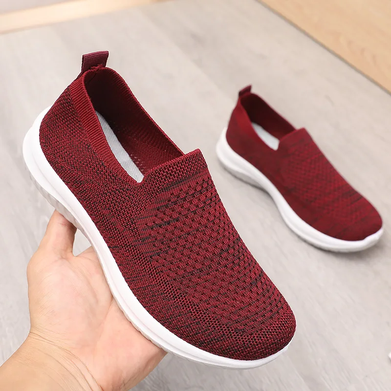 Fashion Slip-on Sneakers Women Sock Shoe Platform Shoes Breathable Mesh Sports Casual Shoes Soft Comfort Zapatillas De Deporte