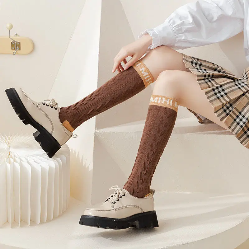 2 pary trójwymiarowych, uniwersalnych, długich skarpet, cienkie, japońskie, retro, wysokie skarpety JK, modne skarpetki do kolan w stylu streetwear, codzienne.