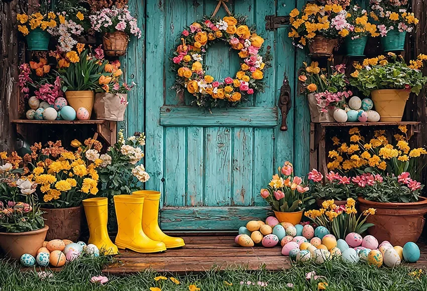 Mehofond-Fond de photographie pour la porte d'entrée de Pâques, décor de portrait, toile de fond de fleurs René, fête d'anniversaire d'enfants, studio photo, printemps