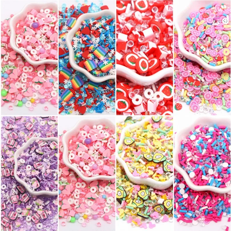 10g Polymer Clay Mix Fruit Slices Lemon Strawberry Plastic Klei Mud Particles for Card Making Tiny Cute DIY Crafts Nail Art