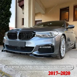 Car Front Bumper Lip Spoiler Splitter Diffuser For BMW 5 Series G30 G31 520i 530i 540i M-Sport 2017-2020 Bodykits Tuning Black